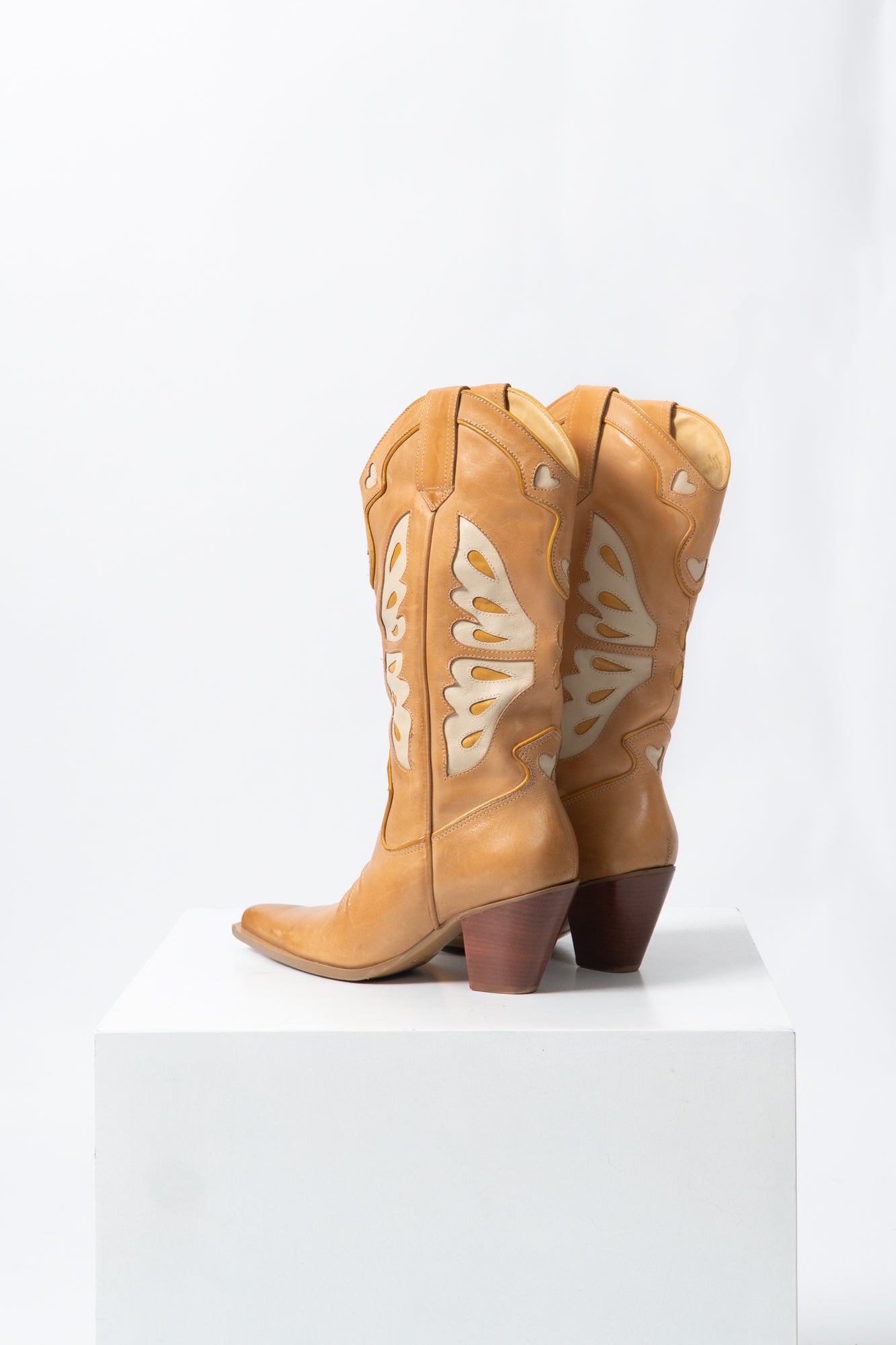 Vintage Leather Butterfly Western Boots