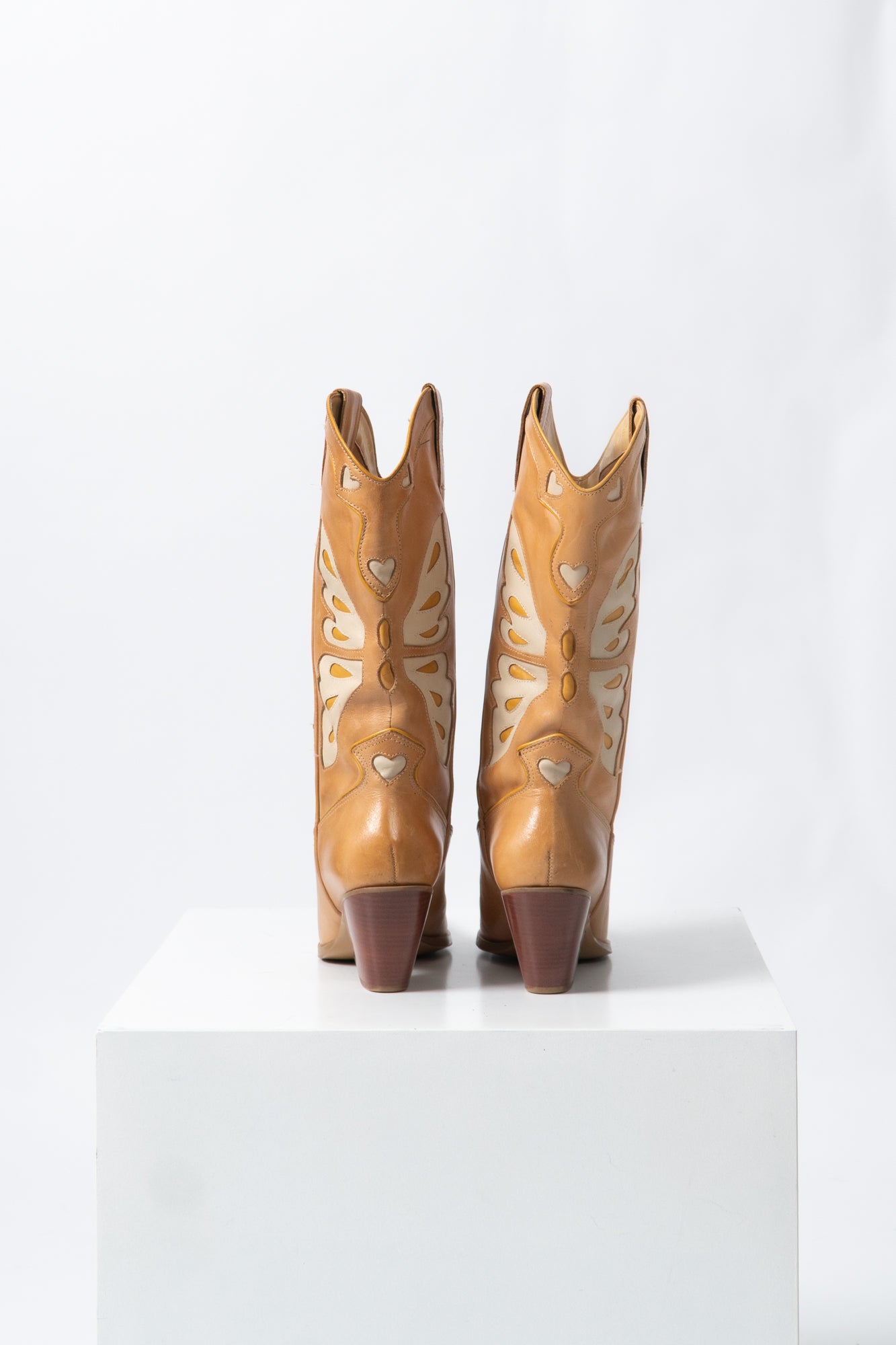 Vintage Leather Butterfly Western Boots