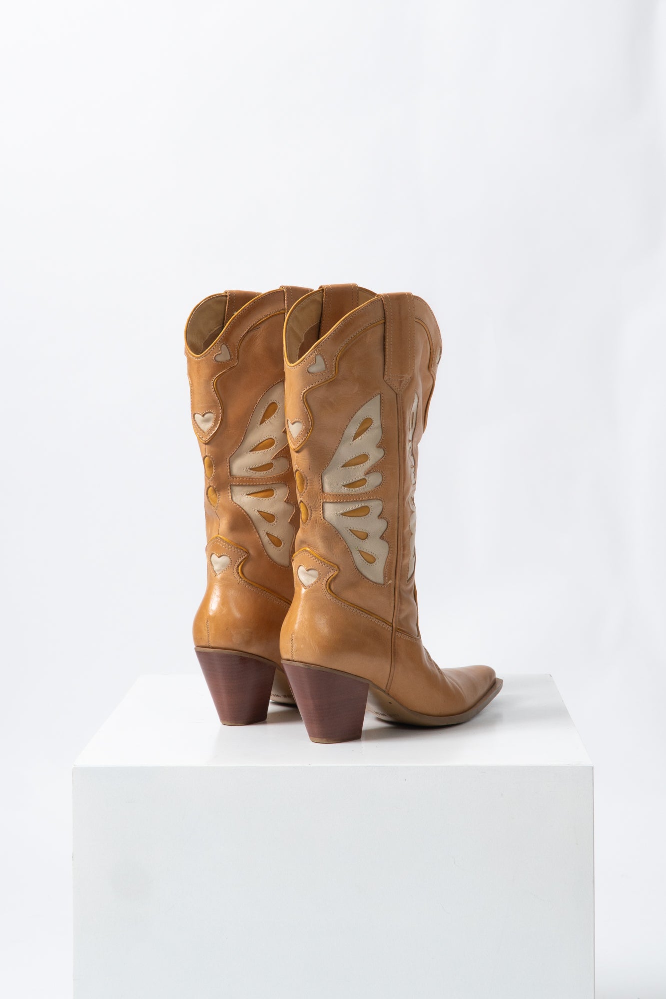 Vintage Leather Butterfly Western Boots