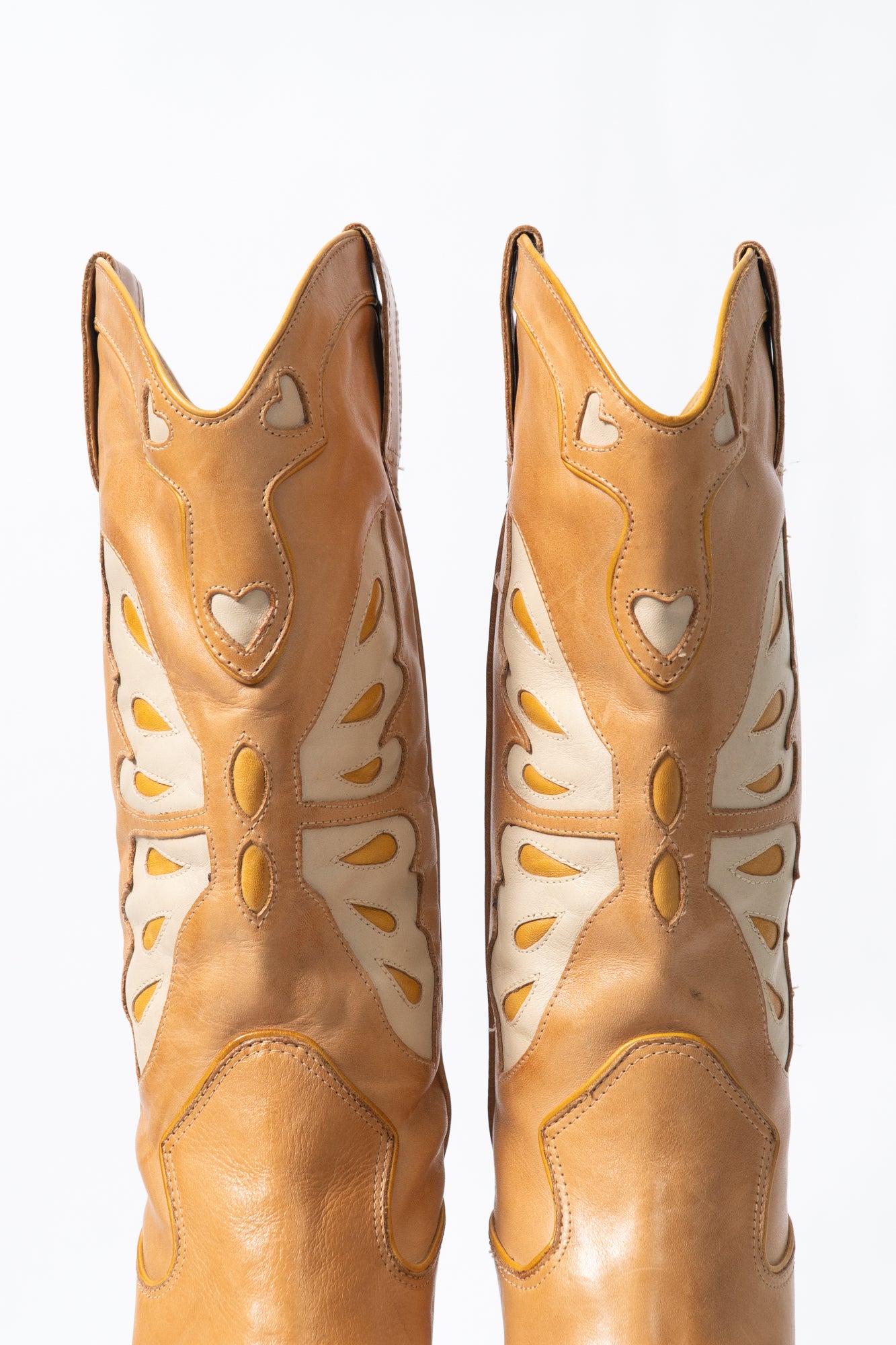 Vintage Leather Butterfly Western Boots