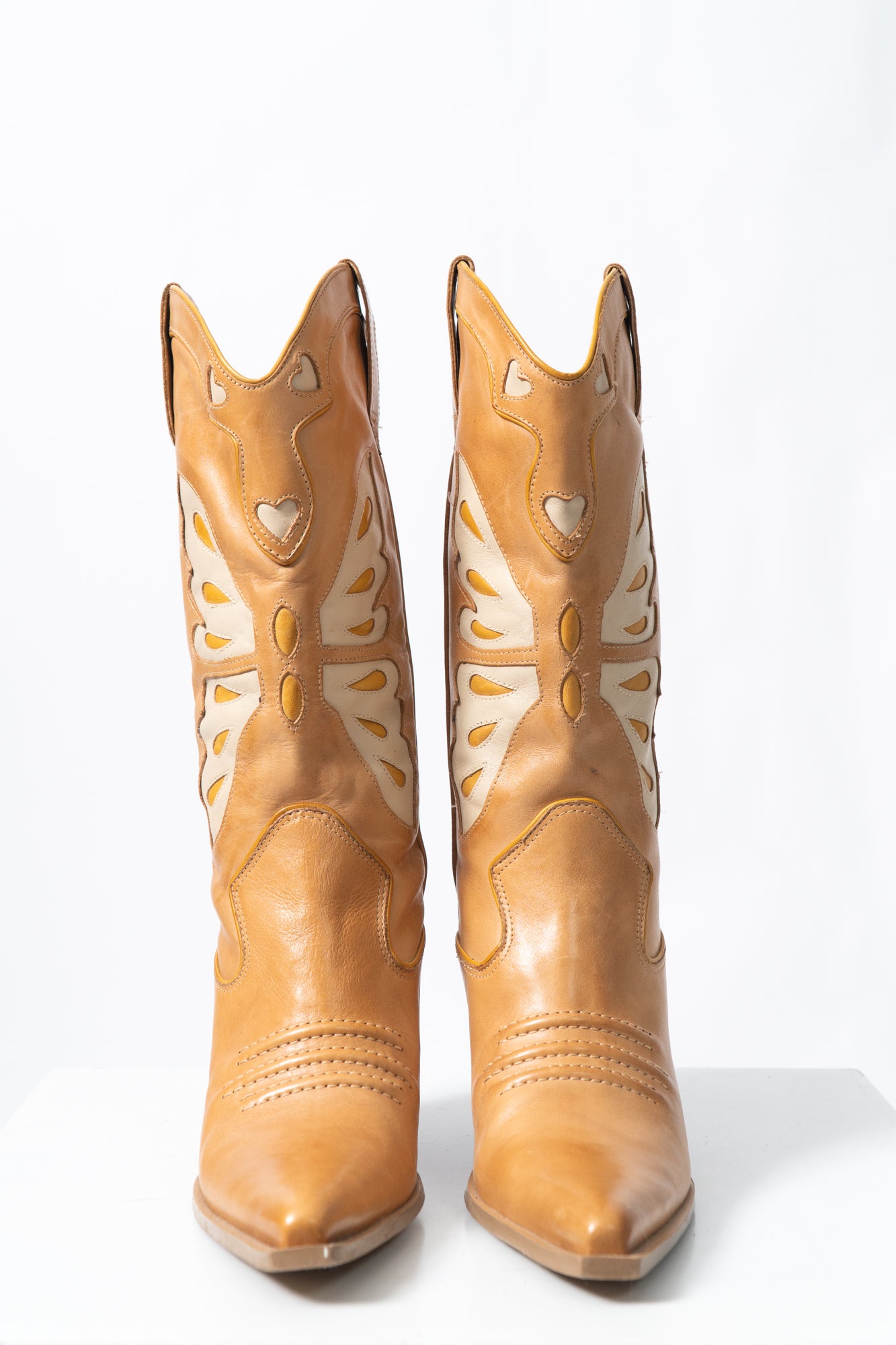 Vintage Leather Butterfly Western Boots